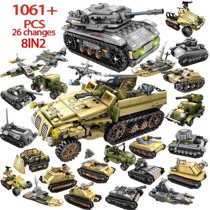 1061PCS WW2 Empires of Steel Technic блоки армейские строительные для грузовиков Военный танк
