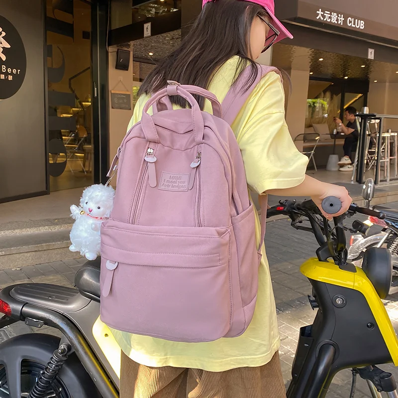 

Canvas Backpack, women's schoolbag, laptop backpack, black