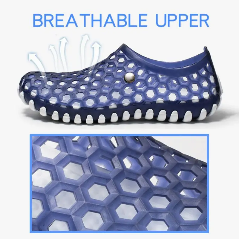 

Comfortable Leisure Slip-On Men Hole Shoes Soft Lightweight Anti-slip Hollow Breathable Outdoor Beach Sandals Seaside Vacation
