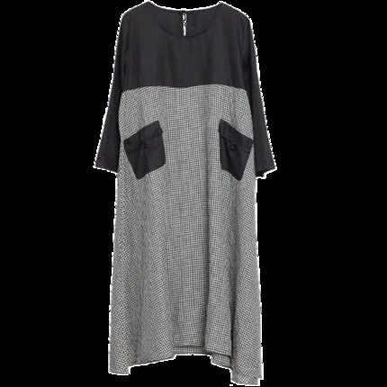 

New loose size women's fashion comfortable Plaid Long Sleeve Dress