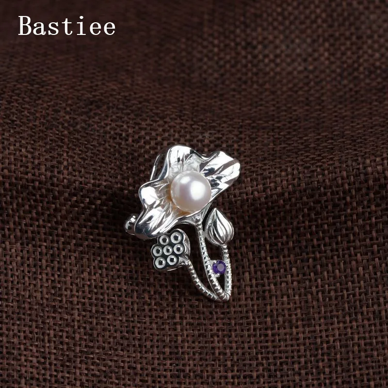 

Bastiee pearl brooch pendant Lotus Flower brooches for women silver 925 jewelry hmong handmade luxury gifts