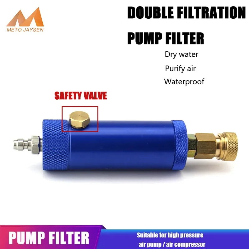Hand Pump Filter Paintball PCP Water-Oil Separator Purify Air 300bar 4500psi with Filtering Cotton Quick Coupler M10x1 Thread