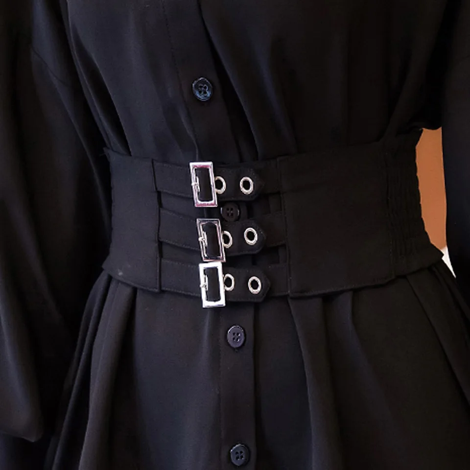 

Black Office Lady Shirt Dress 2021 Spring Simple Turn-Down Collar Batwing Sleeve Send Elastic Belt Elegant Party Dress Women