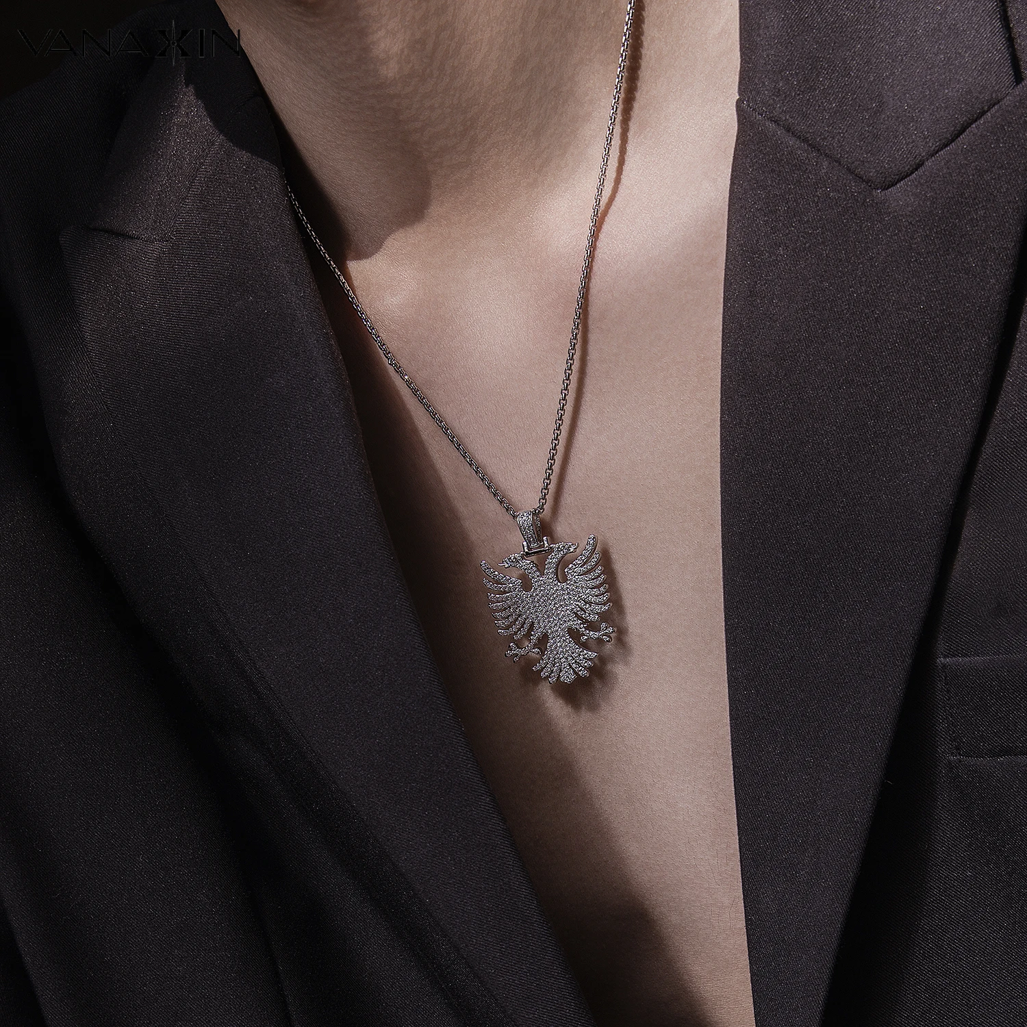 VANAXIN ожерелье с подвеской в виде орла из Албании со льдом Косово двуглавый орел CZ
