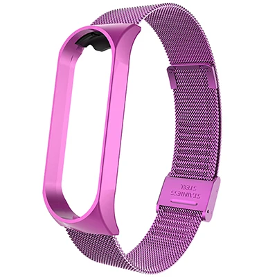 Металлический ремешок для Xiaomi mi 3, 4, браслет для mi Band 3, 4, ремешок, браслет, Безвинтовые браслеты из нержавеющей стали - Цвет: Purple