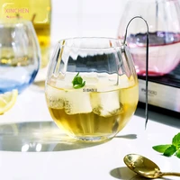 xinchen ins style home glass colorful european style cup creative flower bud cup single big belly cup colorful european cup