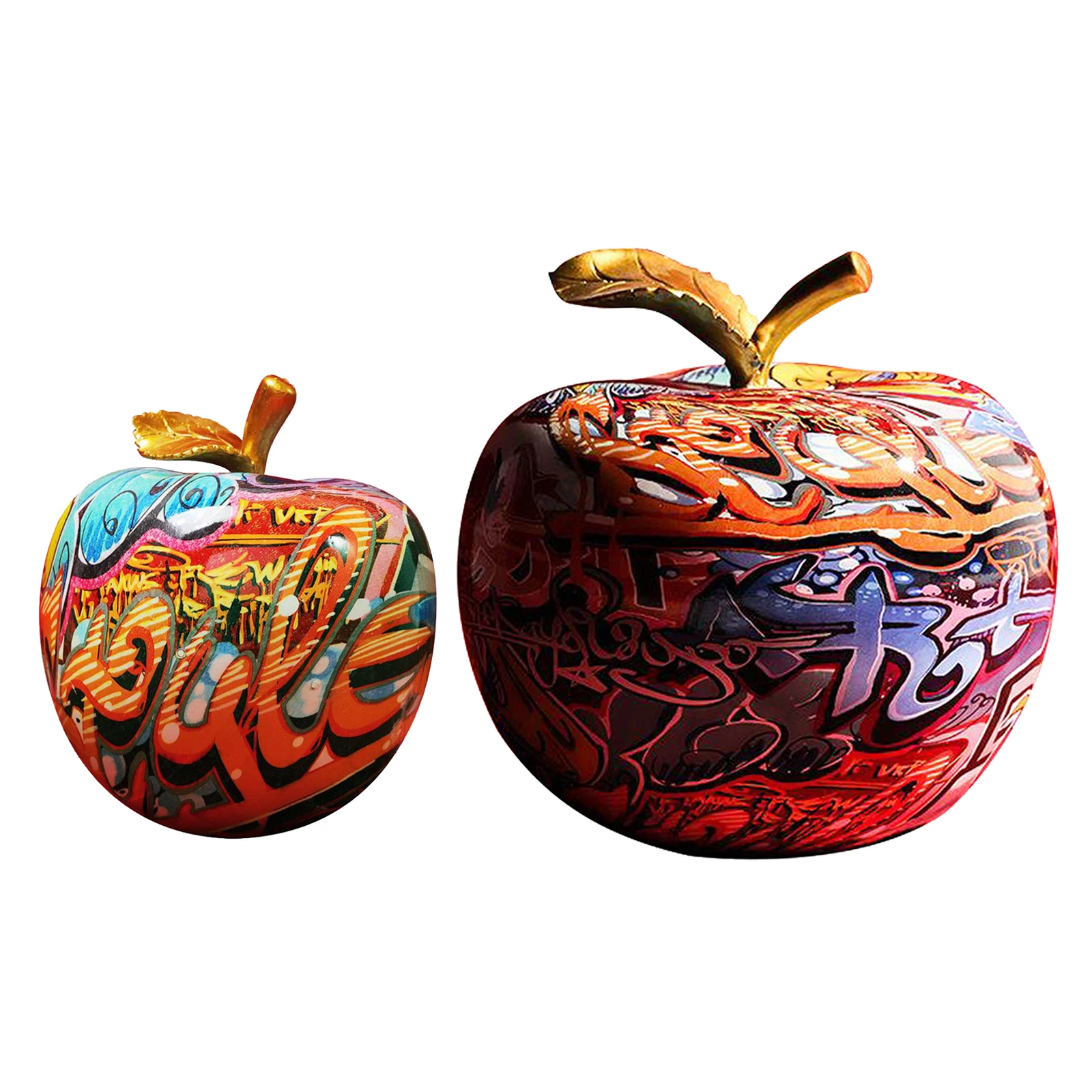 

Modern Colored Drawing Apple Resin Sculpture Creative Graffiti Simulation Apple Art Statue Home Decor Birthday Gift