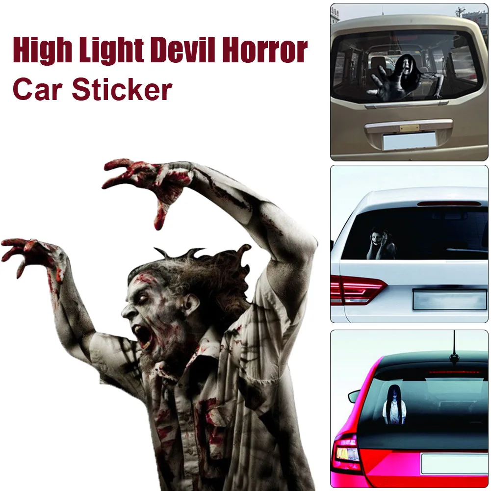 

Removable Halloween Decoration Decals Scary Head Trucks Self Adhesive DIY Horror Ghost Car Sticker Exterior Waterproof SUV