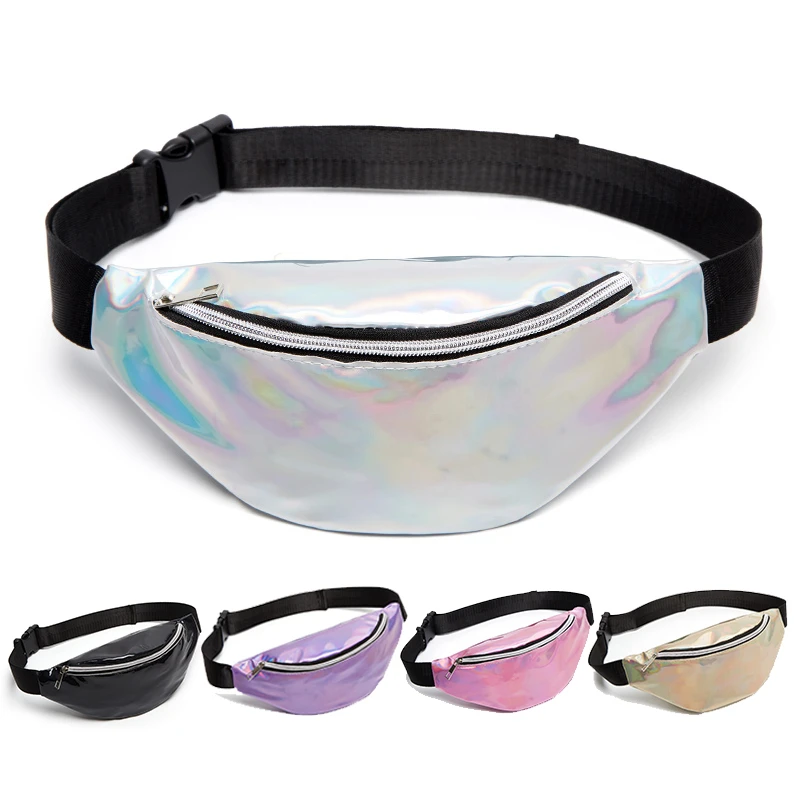 Голографическая поясная сумка для женщин лазерная на пояс водонепроницаемые