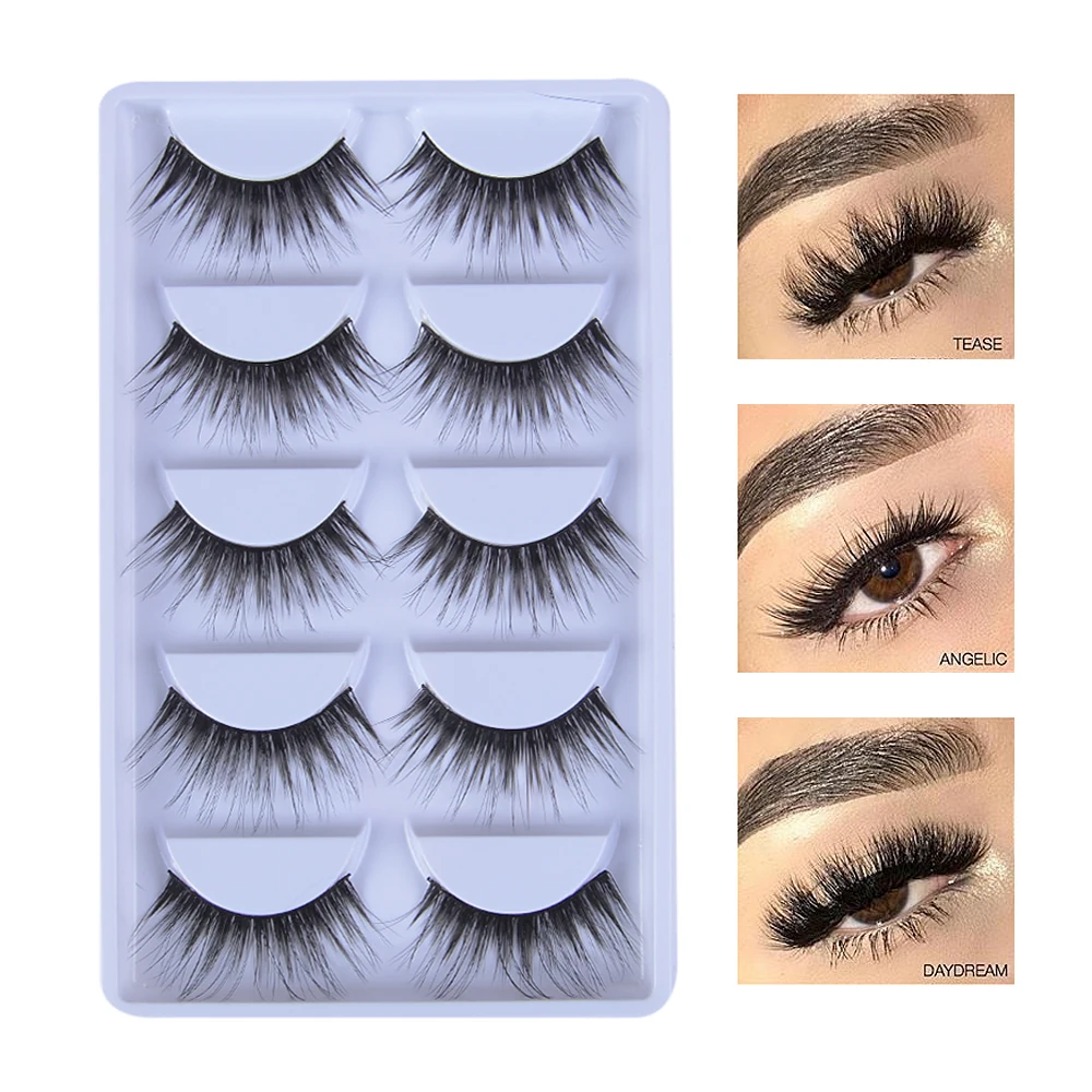 5 пар накладных ресниц натуральные высококачественные ручные ресницы крылатые