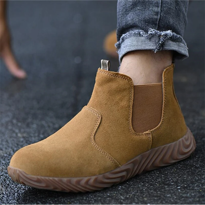 

Work Shoes Safety Shoes Men Cowskin Non-Slip Working Shoes Beef Tendon Bottom Steel Head Anti-Smashing Anti-stab Tndestructible