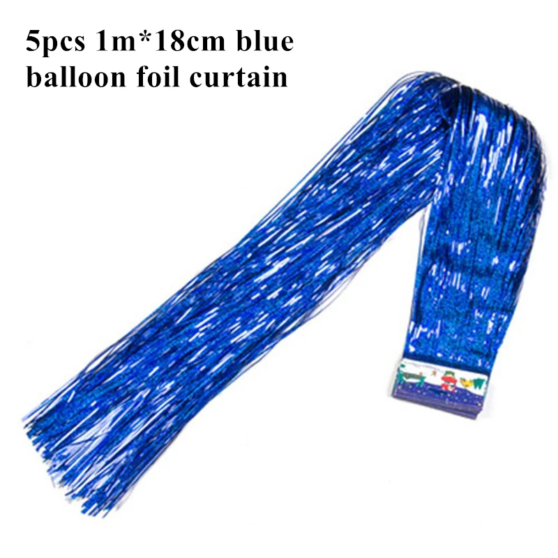 blue 5 шт. 1 м металлический шар фольга занавеска мишура бахрома кисточка День рождения свадебное украшение Фотофон "сделай сам" занавеска реквизит для фотосессии - Цвет: blue