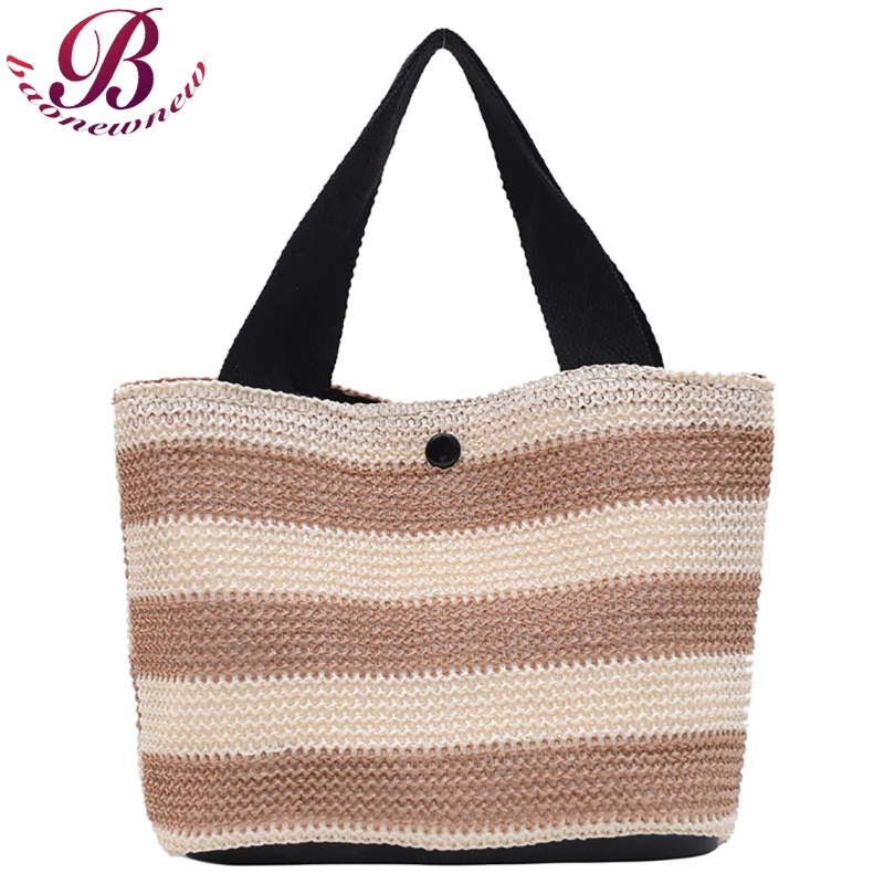 

Female Casual Weave Handbags For Women Stripe Small Square Waist Bags Ladies Luxury Designer Picnic Packages High Quality 2021