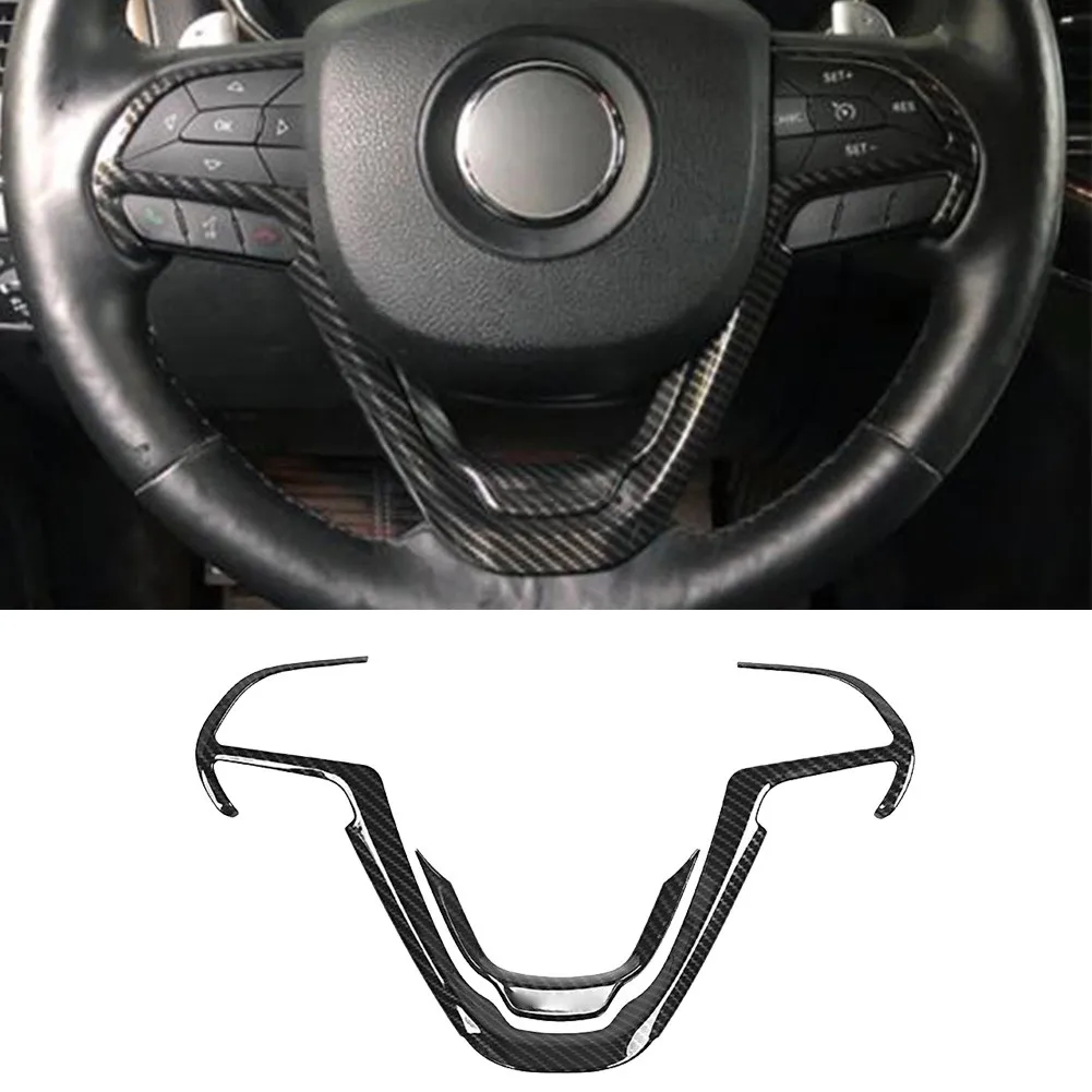 

Carbon Fiber Look Interior Steering Wheel Cover For Jeep Grand Cherokee 2014-20 Steering Wheel Cover