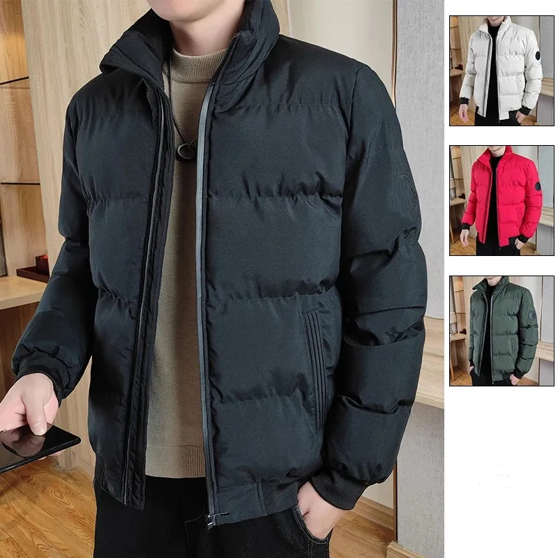 

Fall/Winter Men's Parkas Winter Solid Color Jacket New Stand Collar Fashion Thicken Short Parkas Ice World Winter Coat
