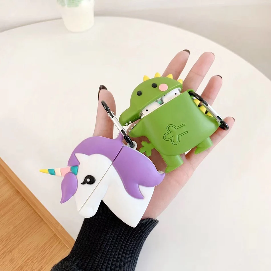 Чехол для наушников с 3D милым единорогом для Airpods 2 чехол силиконовый защитный чехол для Apple Airpods 1 чехол Аксессуары для ключей