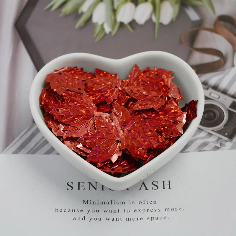 22 мм плоский кленовый лист пайетки с отверстием в центре для самостоятельного шитья аксессуаров, костюмов и ювелирных изделий из Южной Кореи 2021 новые.