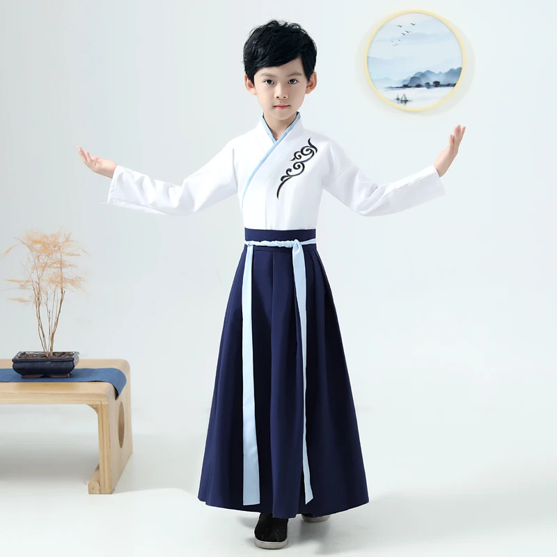 Костюм хан фу для мальчиков и девочек 2 шт. детский драматический халат