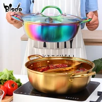 hot pot twin divided stainless steel double flavor hot pot cooking tool single layer compatible soup stock pots kitchen utensils