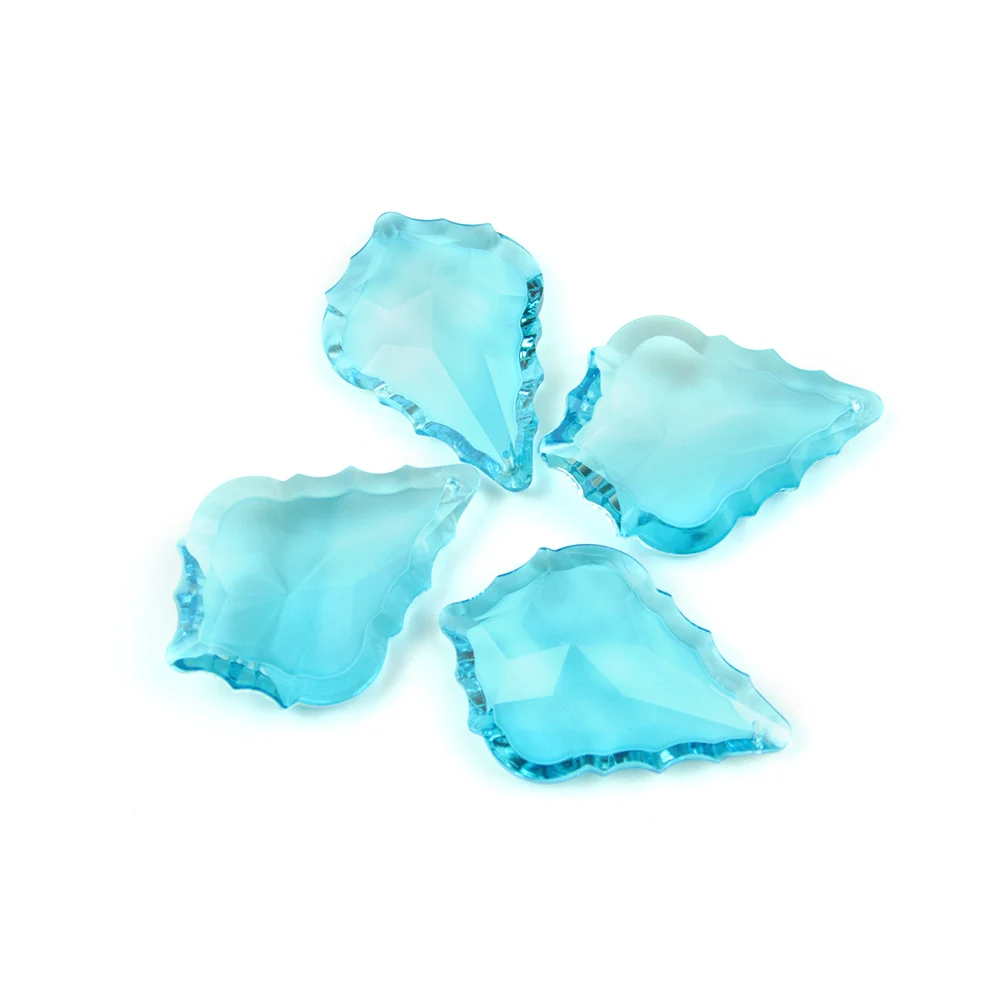Aquamarine Хрустальная люстра в виде кленового листа, стеклянная люстра, призма, детали, хрустальная люстра, подвески 63 мм/76 мм, 10~ 100 шт, цветная Люстра для домашнего декора - Цвет: Aquamarine