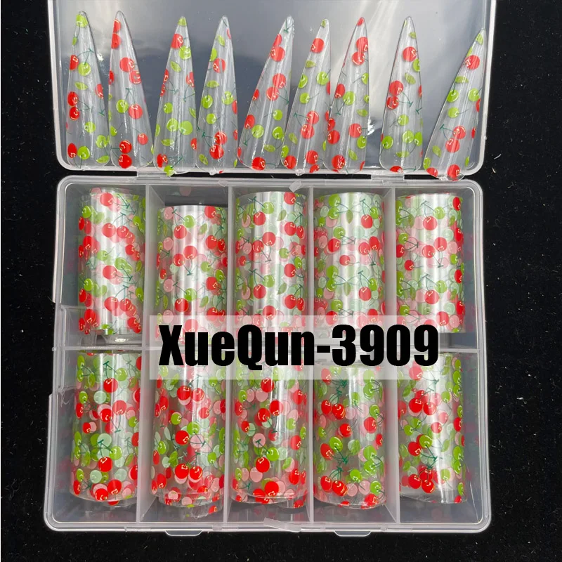 

XueQun 4*100 см вишневая дизайнерская Фольга для ногтей