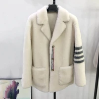 winter coat women 2020 new arrival short clothes real sheep wool casual jacket turn down collar lamb wool plus size fn0086