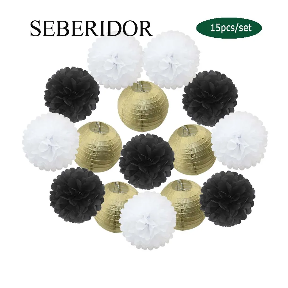 Праздничные украшения на день рождения круглые золотистые бумажные фонарики