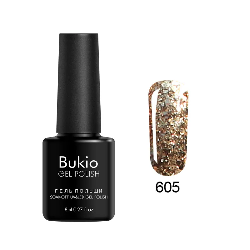 605 Bukio великолепный блестящий гель УФ-лак для ногтей синий ослепительный Алмазный Фиолетовый лак Полупостоянный Блестящий Гибридный лак из розового золота - Цвет: 605