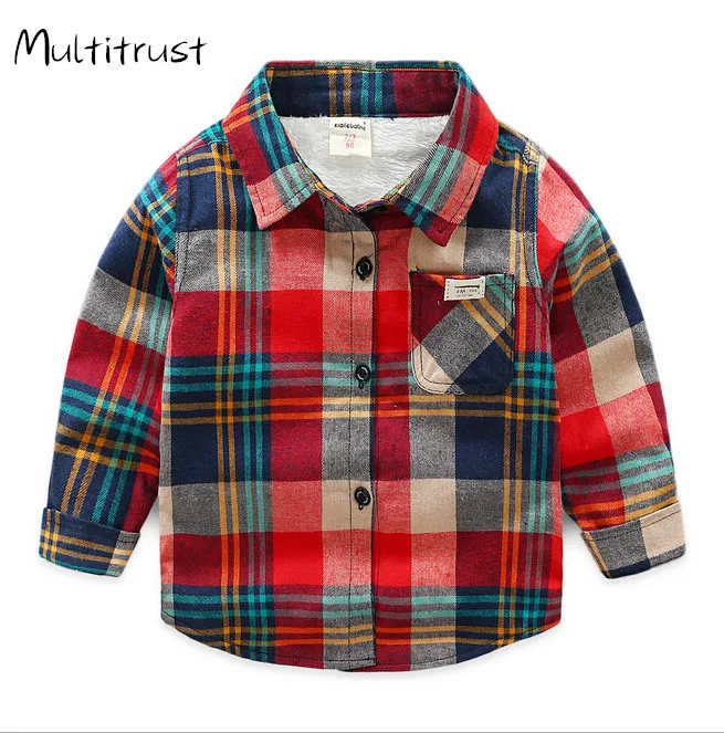 

Рубашки для мальчиков, Осень-зима 2020, классические, повседневные, в клетку, плотные, теплые, От 2 до 7 лет