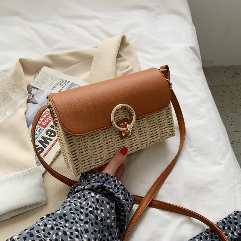 

Womens Handbags Design Straw 2021 Summer New Fashion Women's Style Messenger Versatile Knitting Small Square Bag Purses