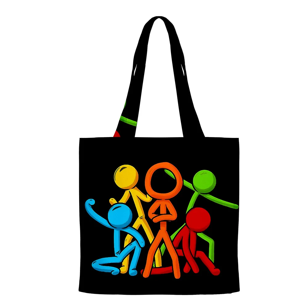 

Game Alan Becker Tote Bag Unisex Travel Shoulder Bag Women Reusable Foldable Shopping Hand Bags Collage Book Bag