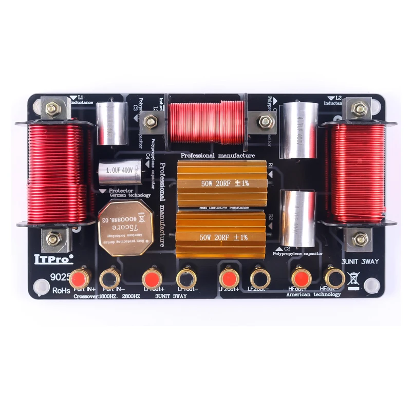 Двухбасовый 2-сторонний 3-блочный динамик 1800 Вт Hi-Fi Частотный разделитель фильтры