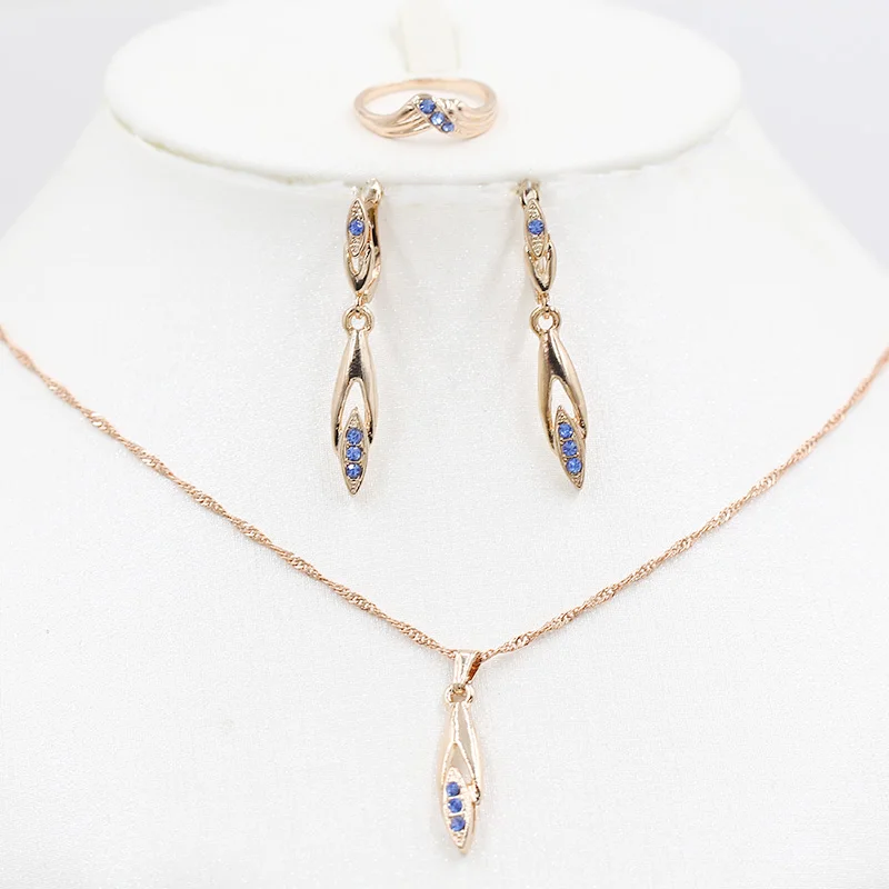 Розовое золото цвет меняющийся камень ожерелье серьги кольцо ювелирный набор