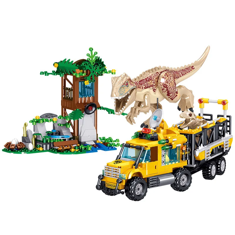 

582pcs Dinosaur World Technician Transport Truck Building Blocks Jurassic Park Bricks Set Model Kids Diy Toys Children Gifts