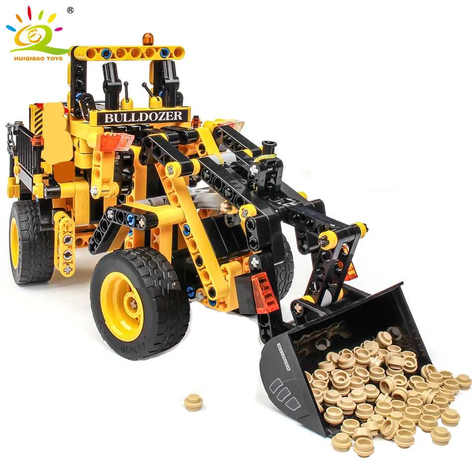 HUIQIBAO 688 шт город бульдозер кирпичи игрушки техническое строительство инженерный