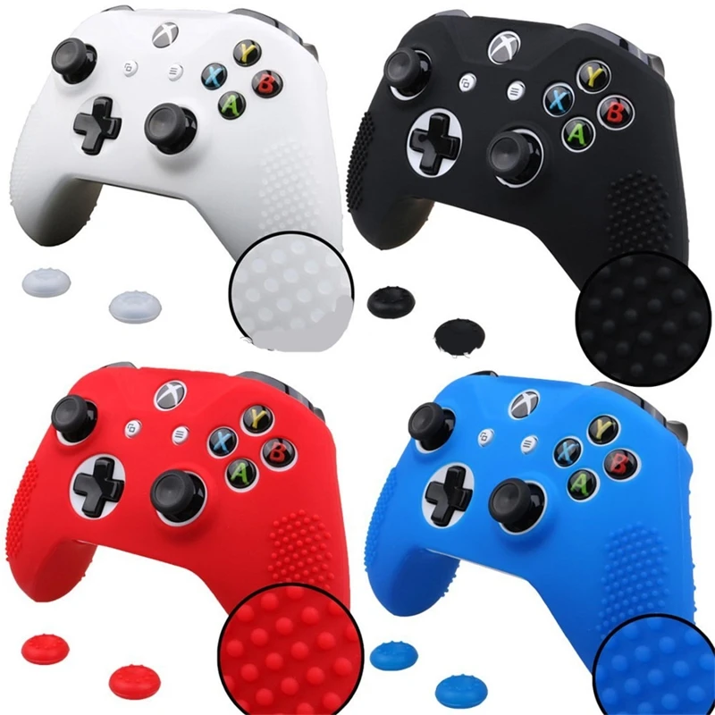 

Силиконовый чехол, защитный кожаный чехол, чехол для Xbox One S Slim, контроллер, джойстик, гелевая резина с 2 стиками для больших пальцев