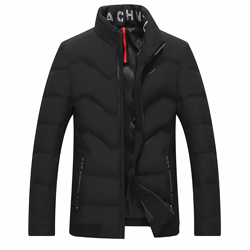 

913 New Fashion Winter Clothing Plus Size Thick Padded Coat White Duck Down Short Stand Collar Men's Jacket