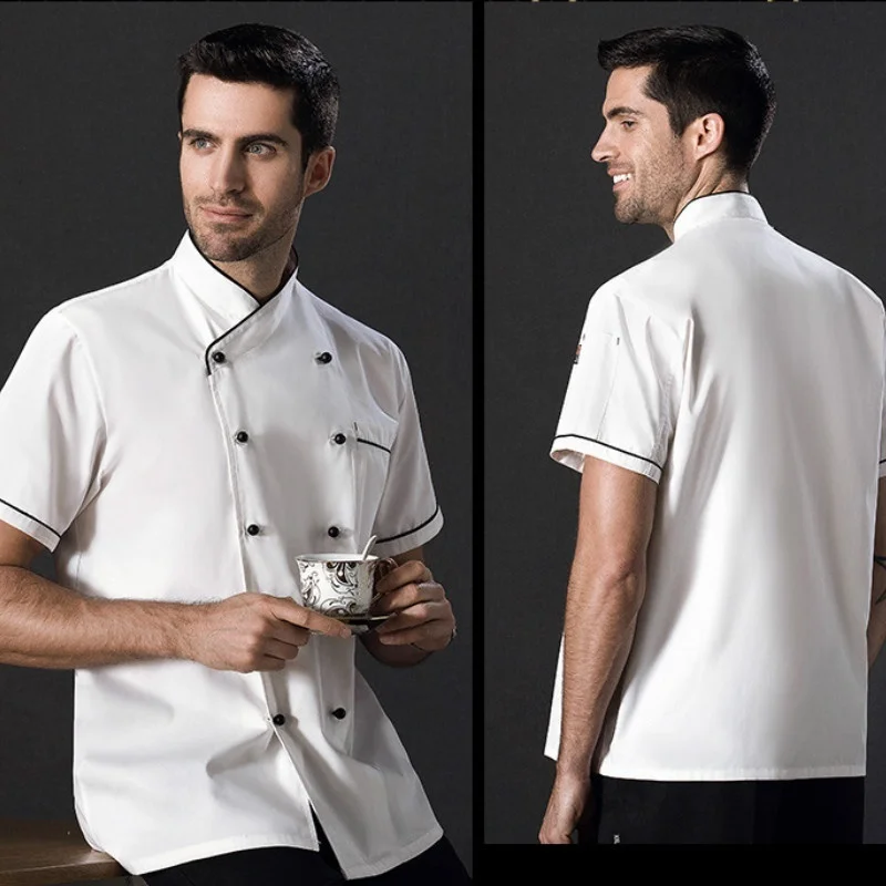 Шеф-повар Рабочая одежда Униформа шеф-повара с коротким рукавом двубортная