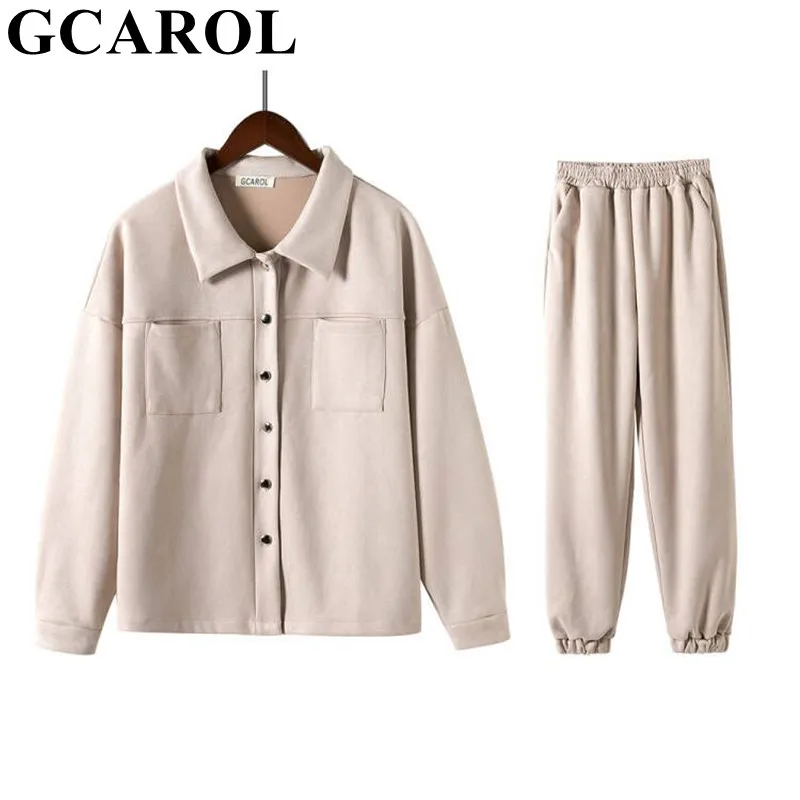 GCAROL женские бархатные спортивные костюмы куртка и штаны с эластичной резинкой на