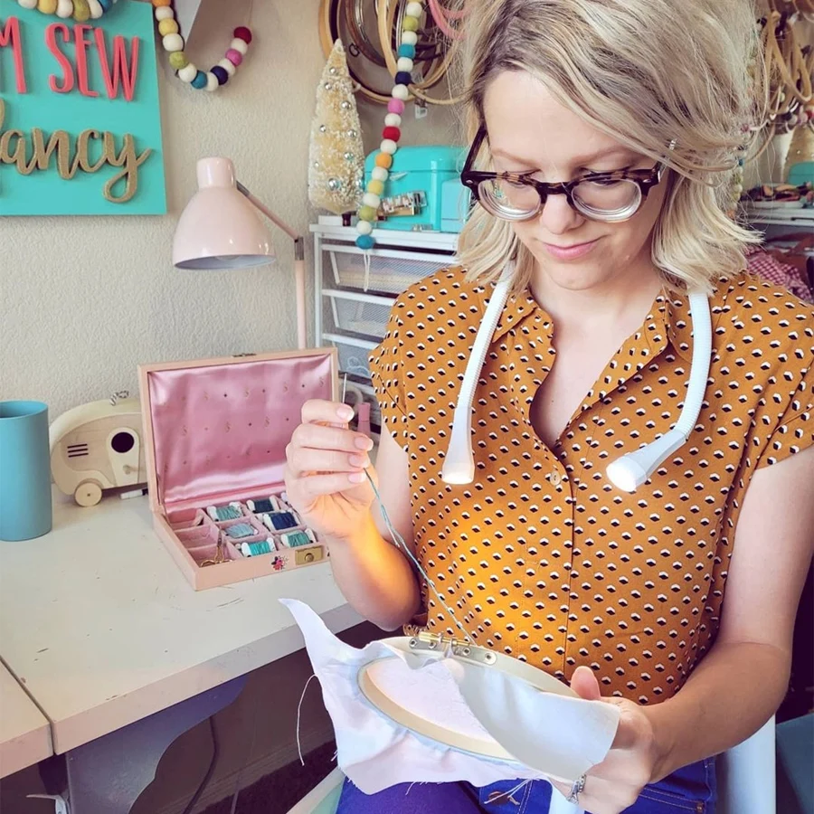 Набор для вышивания круглая ткань с принтом инструменты шитья | Дом и сад