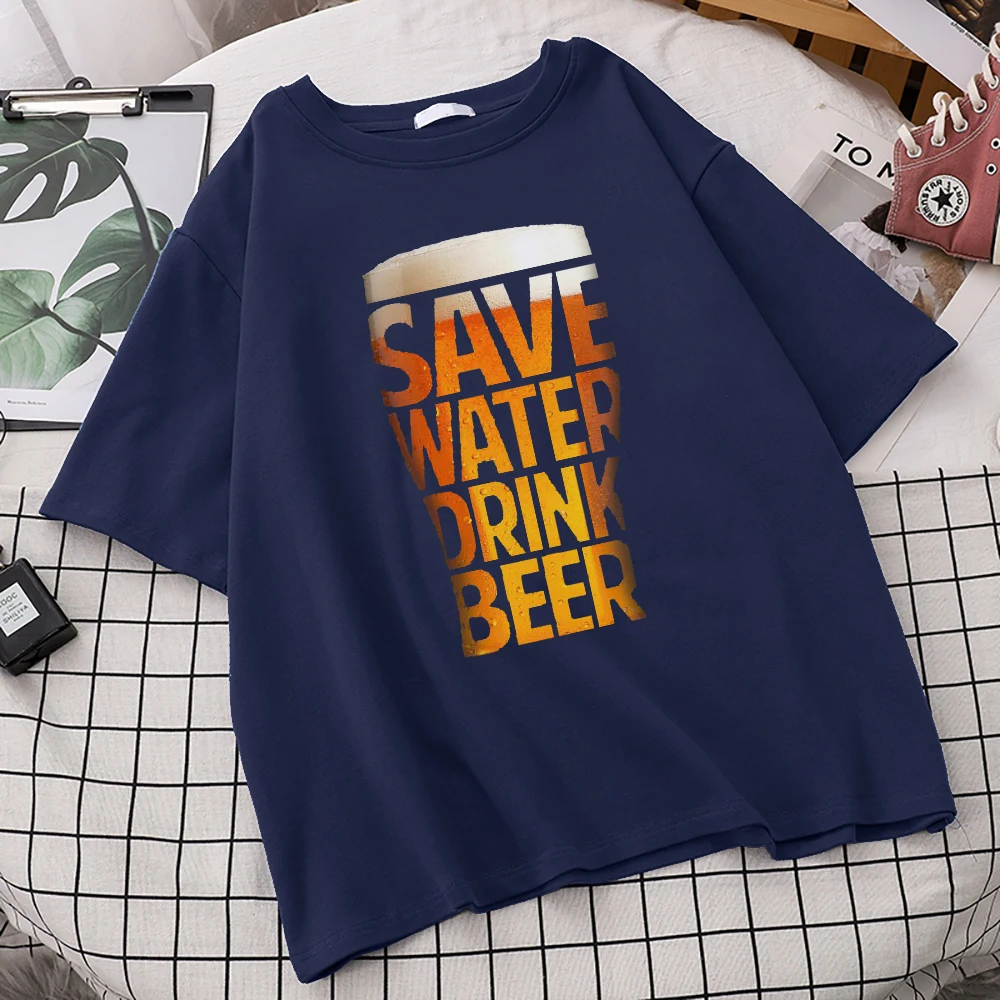 Экономить воду пить Пивные майки Для мужчин футболки с забавным принтом Новинка