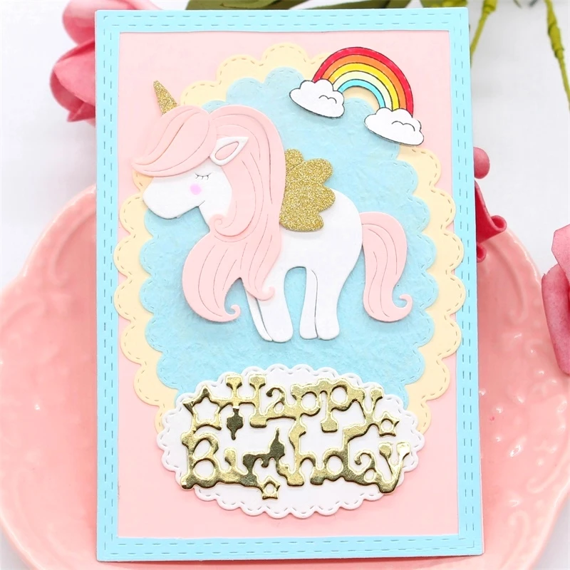 Симпатичные металлические трафареты для пресс-формы единорога скрапбукинга