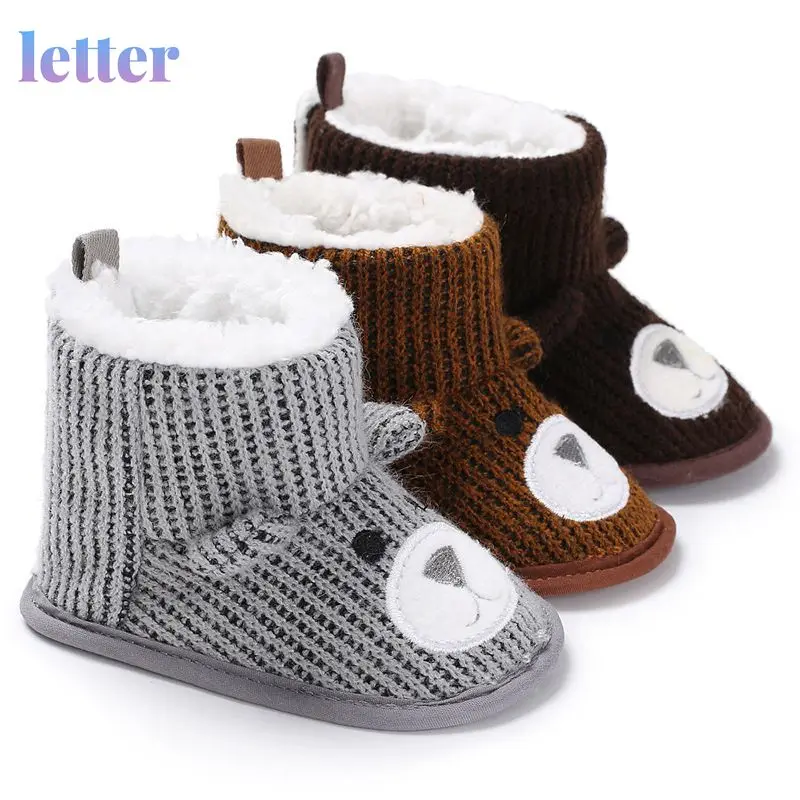 

Cotton Baby Shoes Boots Soft Cotton Warm Plush Prewalker Cartoon Print Winter Anti Slip Newborn Toddler Baby Boy Girl Shoes