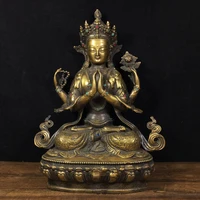 12chinese temple collection old bronze mosaic gem four armed guanyin guanyin bodhisattva sitting buddha ornaments town house