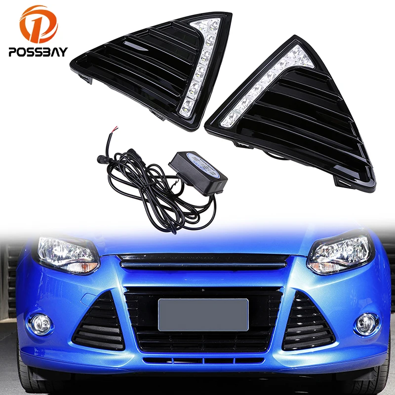 Автомобильный передний бампер POSSBAY дневные ходовые огни передние грили для Ford Focus