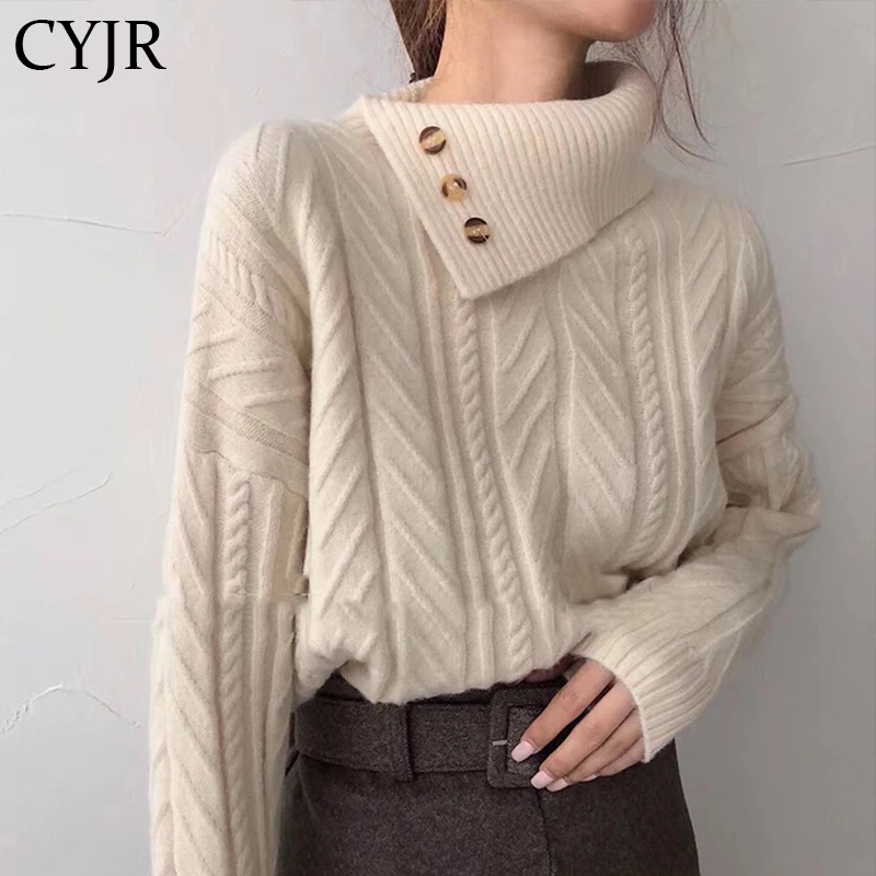 

Водолазка, новинка, зимний свитер, Женский пуловер, топы для девочек, вязаная винтажная Осенняя женская вязаная верхняя одежда оверсайз, теп...