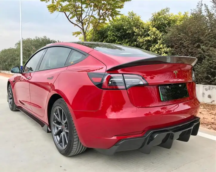 Модель 3: Реальные углеродного волокна заднего бампера диффузор крышка для Tesla