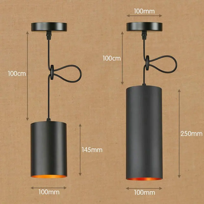 Цилиндрический винтажный подвесной светильник в скандинавском стиле