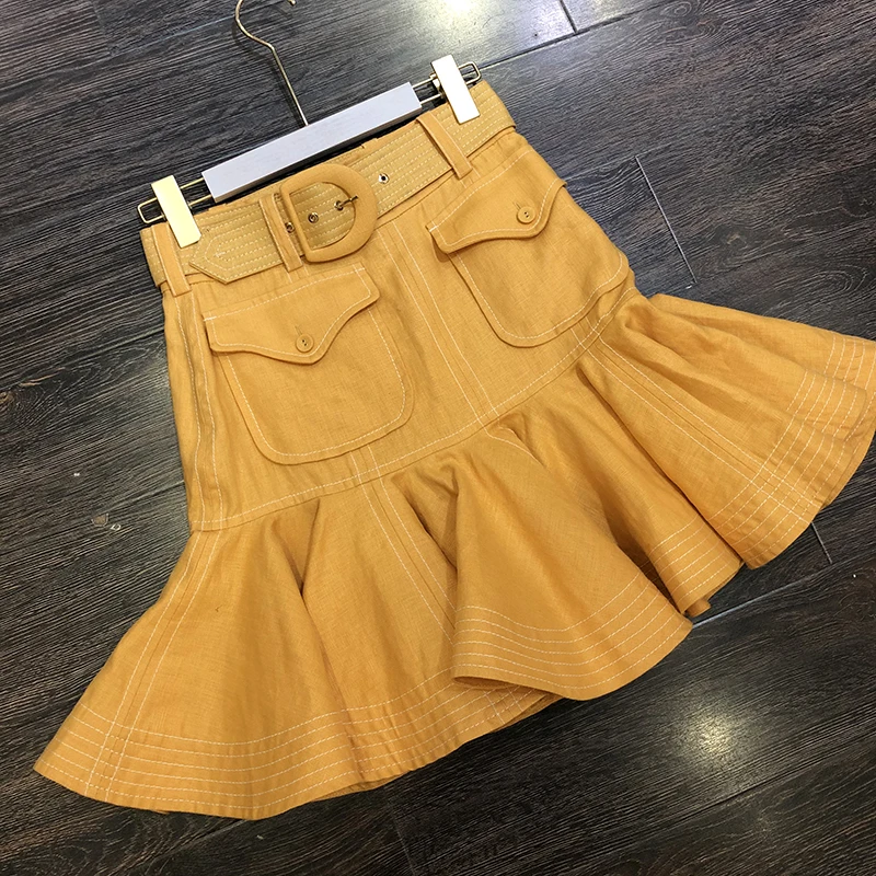 Новая женская модная юбка в стиле ретро с оборками и высокой талией подходящим