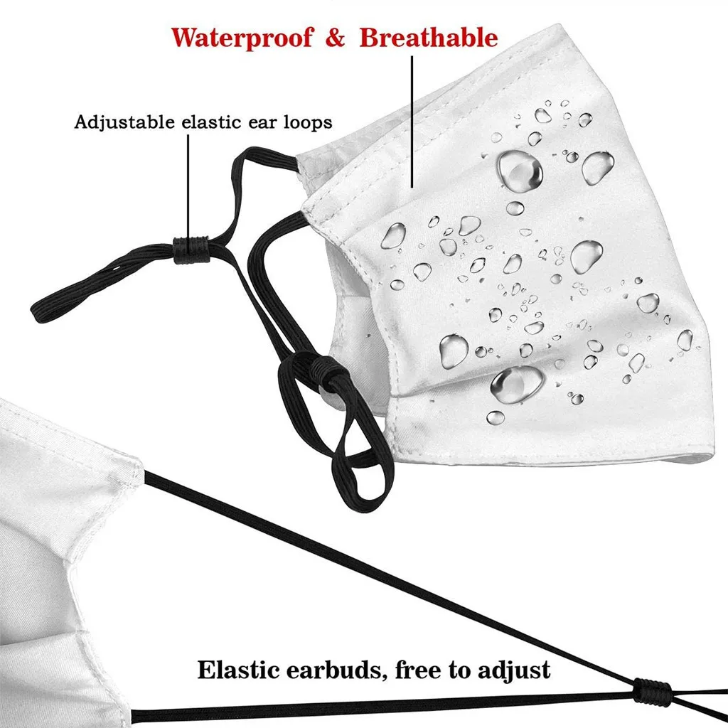 

Reusable Cotton Mask Dustproof Windproof Protective Facemask Printing Washable Breathable Mascarillas With 4PC Face Mask Filters